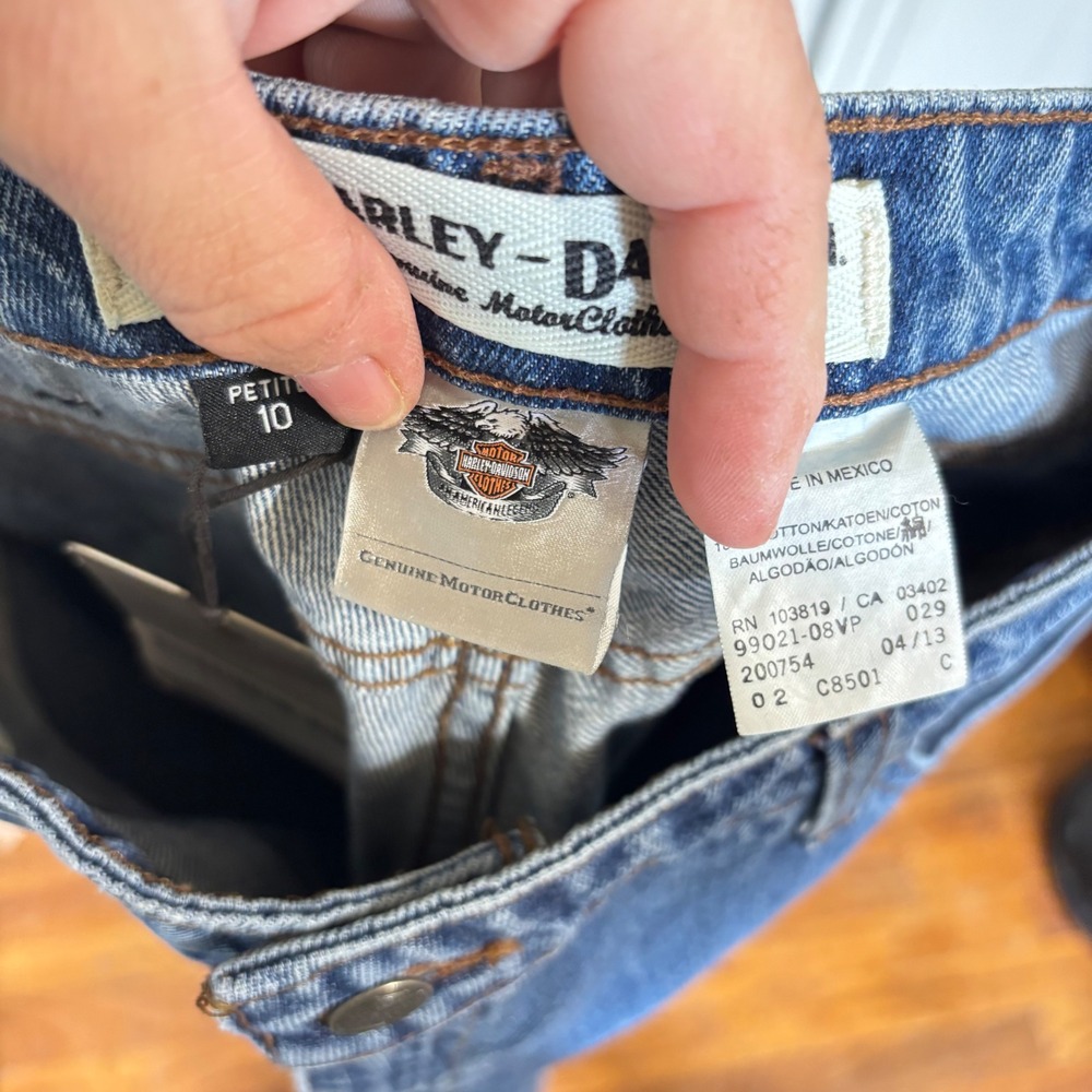 Harley-Davidson Womens Petite 10 Boot Cut Jeans Medium Wash Denim‎ Biker NWT - Picture 9 of 12